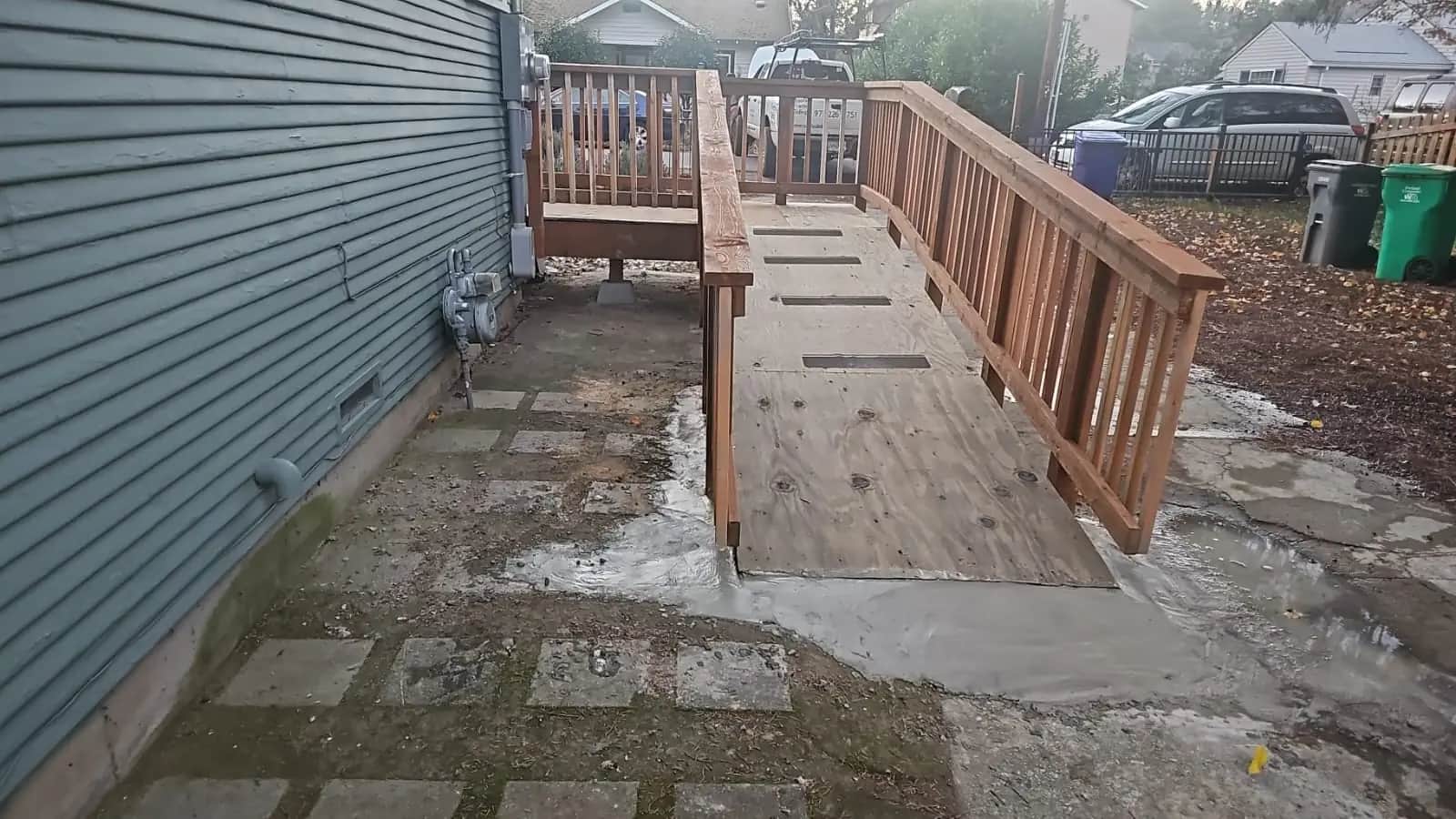Paver patio at the yard transition